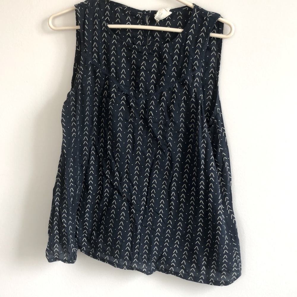 Navy Patterned Mata Traders Top Size M - Picture 3 of 5